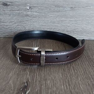 Nautica Kid's Reversible Belt Black Brown Silver Buckle Double Stitch 22